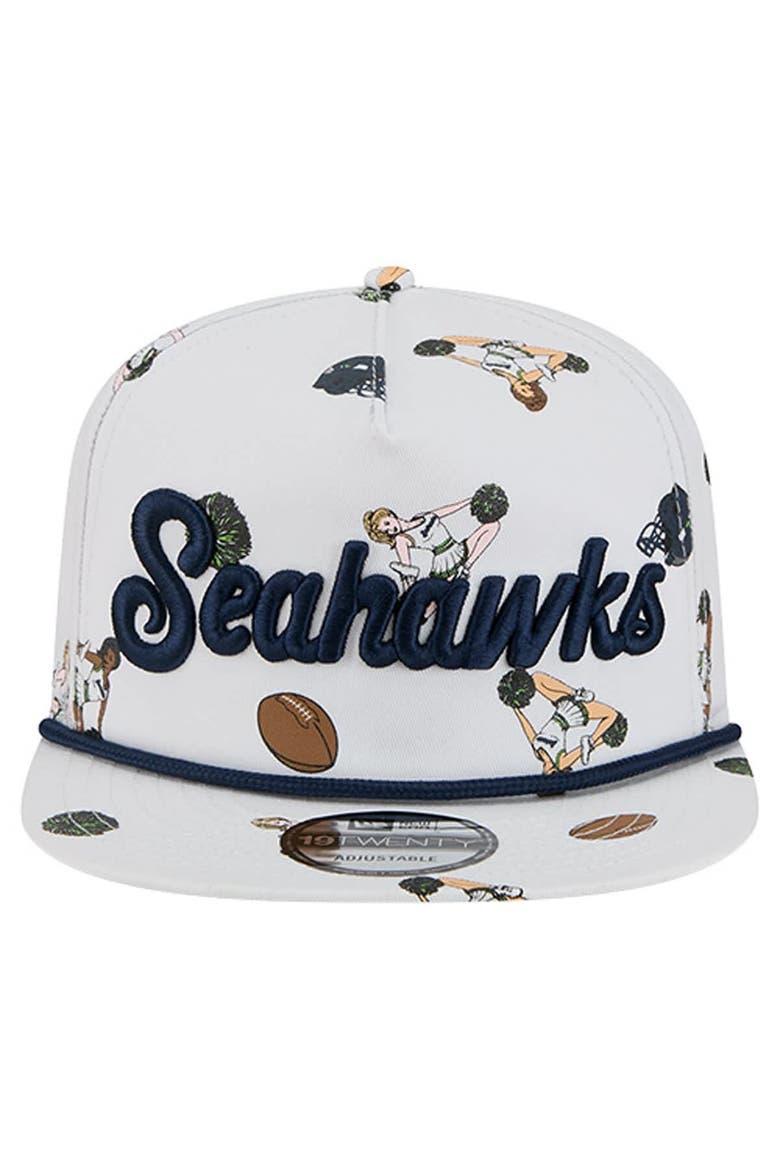 Men's New Era  White Seattle Seahawks Team Cheer 19TWENTY Snapback Hat, Alternate, color, White