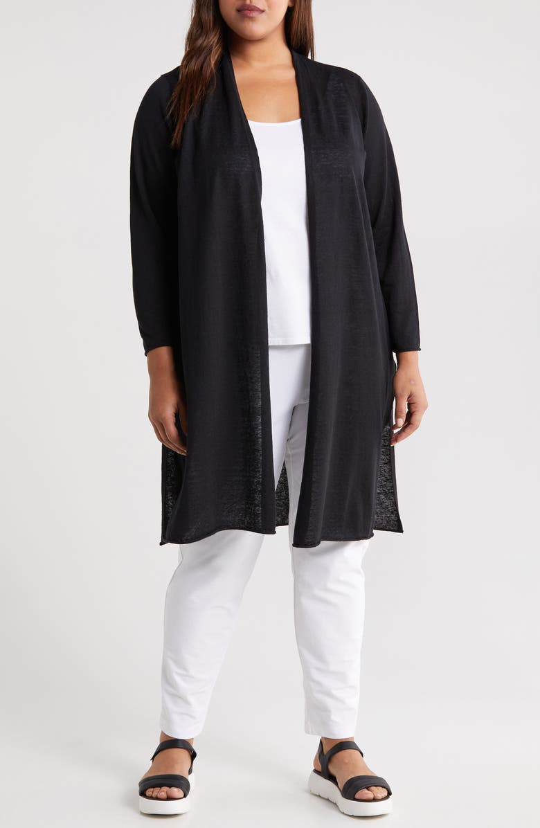Eileen Fisher Organic Linen & Organic Cotton Longline Cardigan, Main, color, 