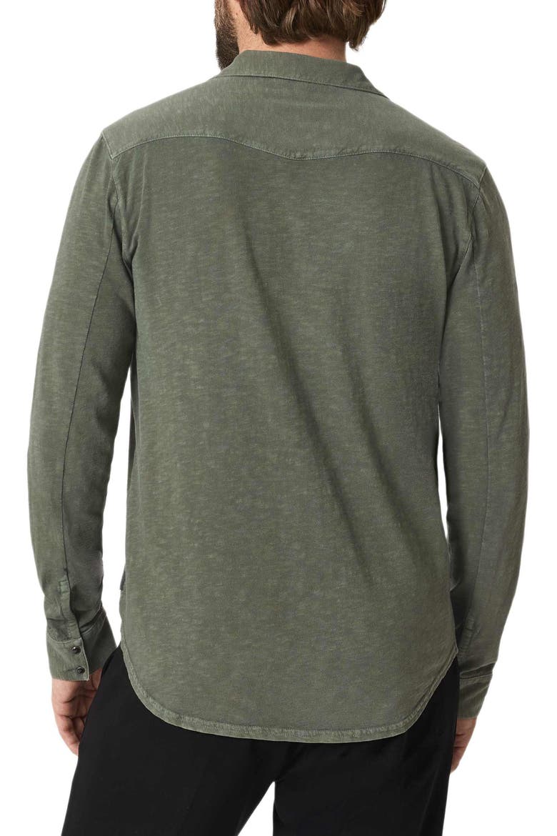 Arvon Vintage Wash Slub Organic Cotton Snap-Up Western Shirt, Alternate, color, ARMY GREEN