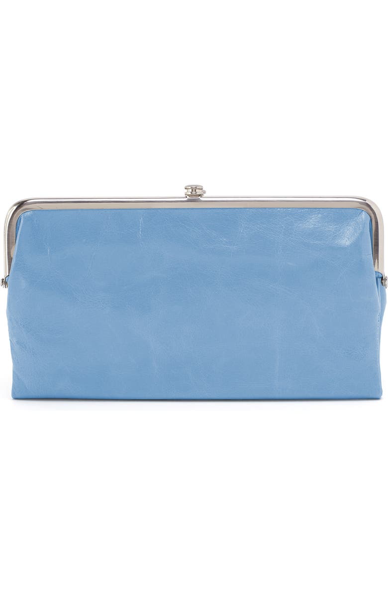 HOBO Lauren Leather Double Frame Clutch, Alternate, color, Faded Denim