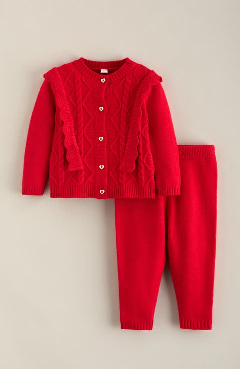 Ruffle Cable Sweater Set