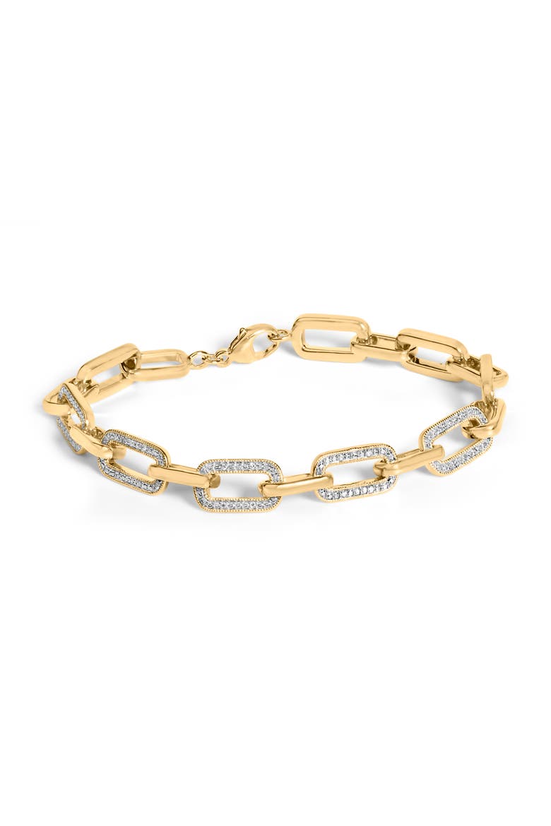 Gold Vermeil 1/10 Cttw Diamond Bold Paperclip Link Bracelet, Main, color, Silver
