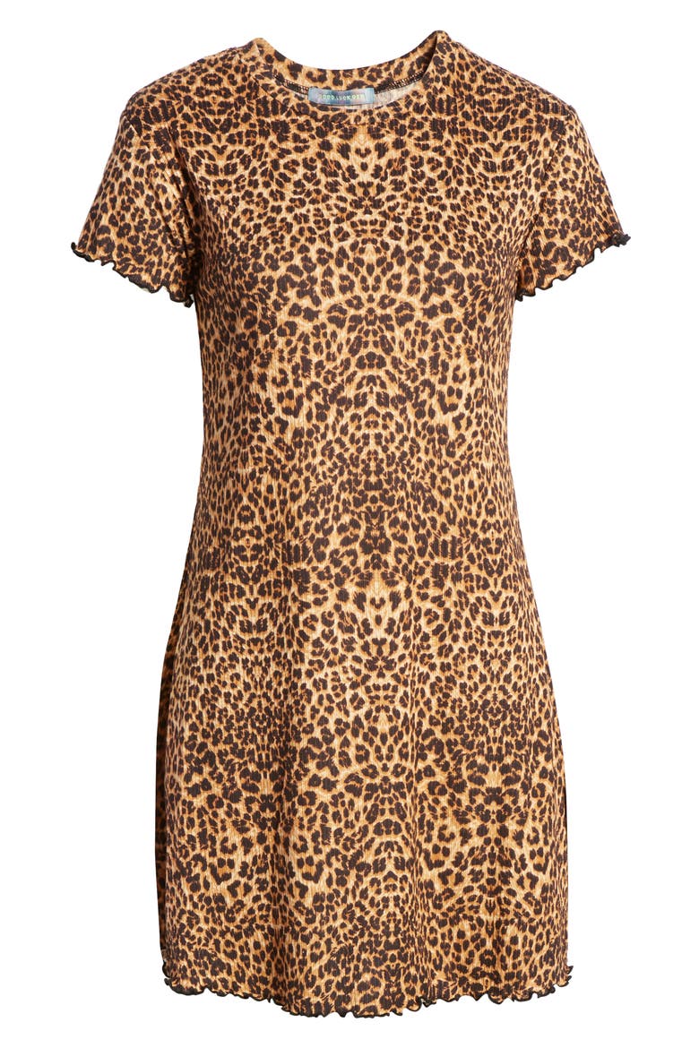 Leopard Print Rib Minidress, Alternate, color, LEOPARD