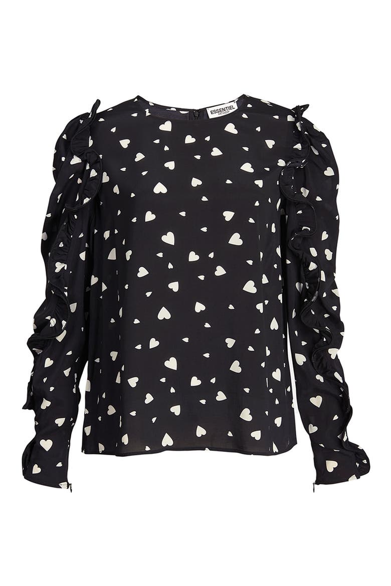 Zammoth Ruffle Long Sleeve Top, Alternate, color, COMBO BLACK