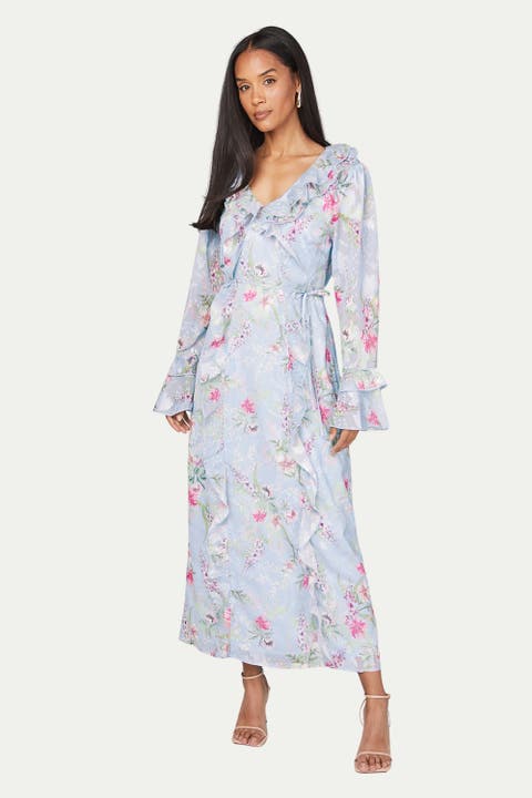 Floral Ruffle Belted Midaxi Dress