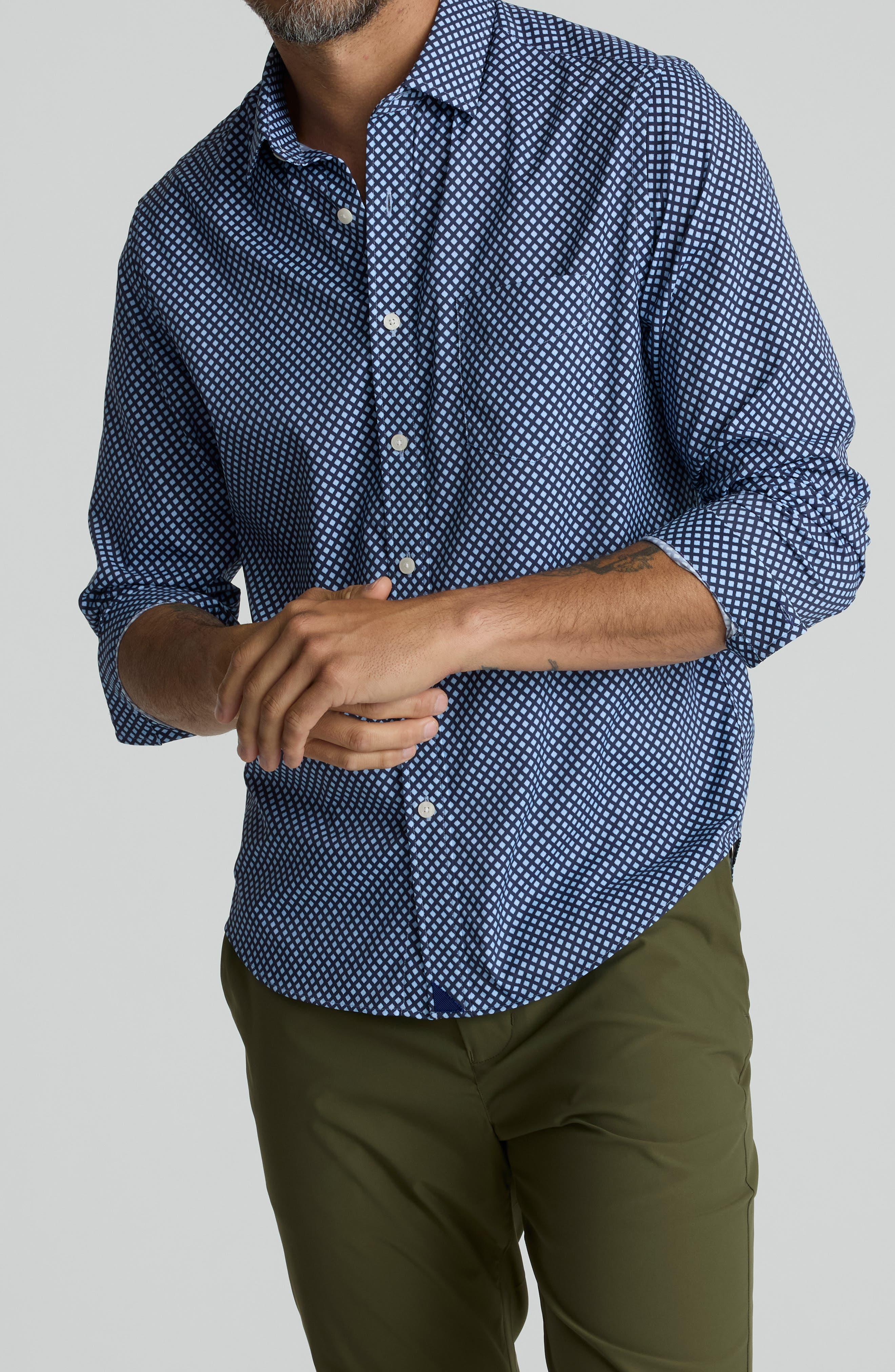 Marshall Geo Print Performance Button-Up Shirt