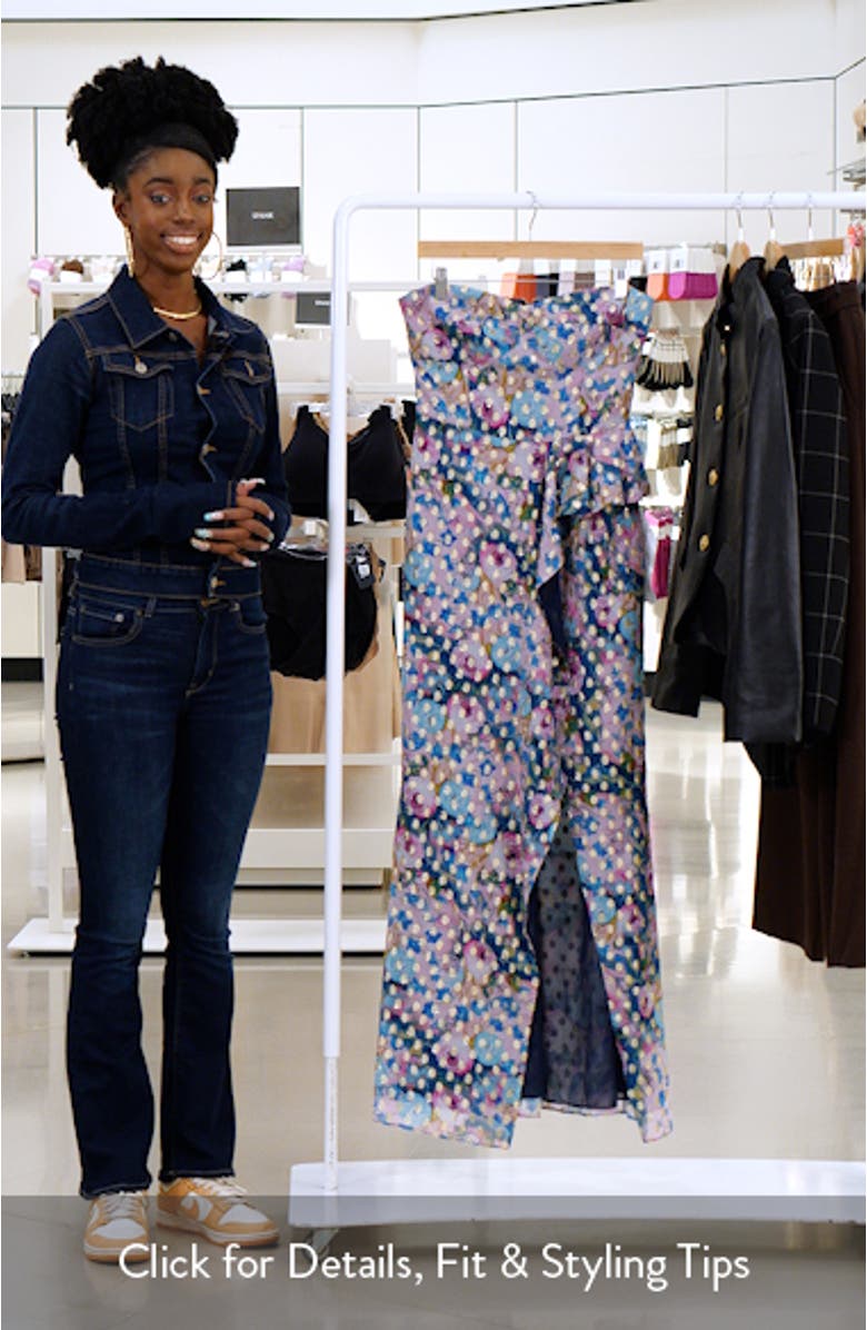 Kai Floral Metallic Clip Dot Strapless Gown, sales video thumbnail