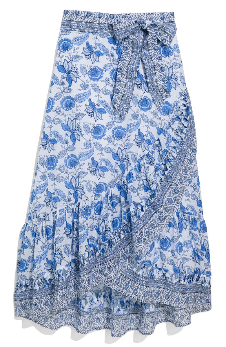 vineyard vines Mila Mixed Print Cotton Faux Wrap Skirt, Alternate, color, Indie Floral White