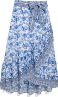 vineyard vines Mila Mixed Print Cotton Faux Wrap Skirt