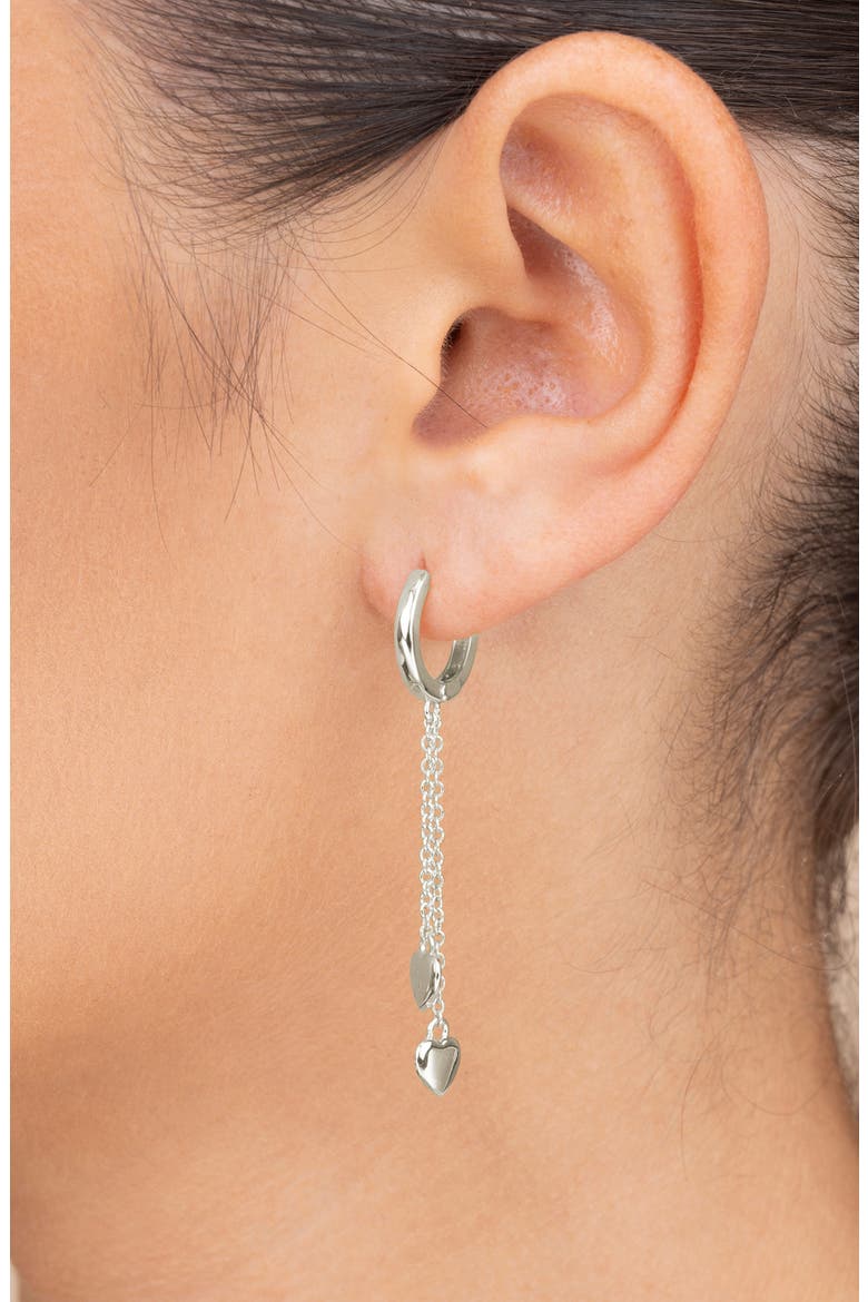 Jolana Heart Drop Huggie Hoop Earrings, Alternate, color, SILVER