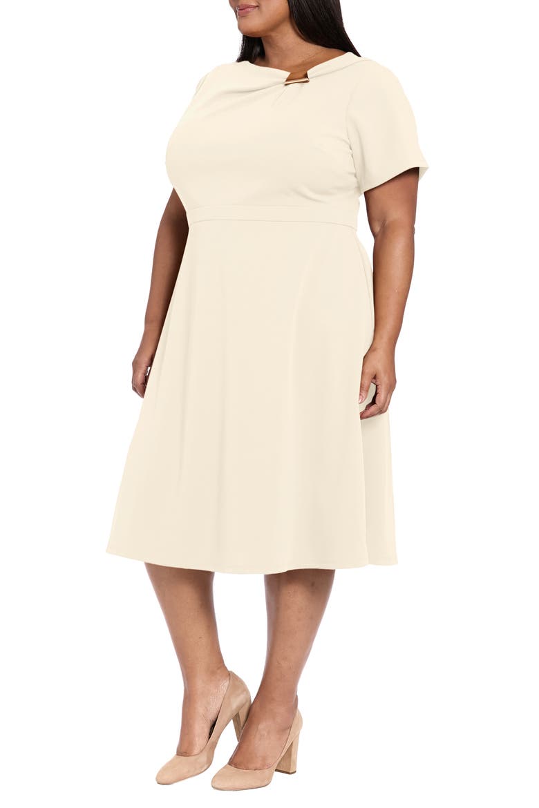 Fit & Flare Midi Dress, Alternate, color, SUGAR IVORY