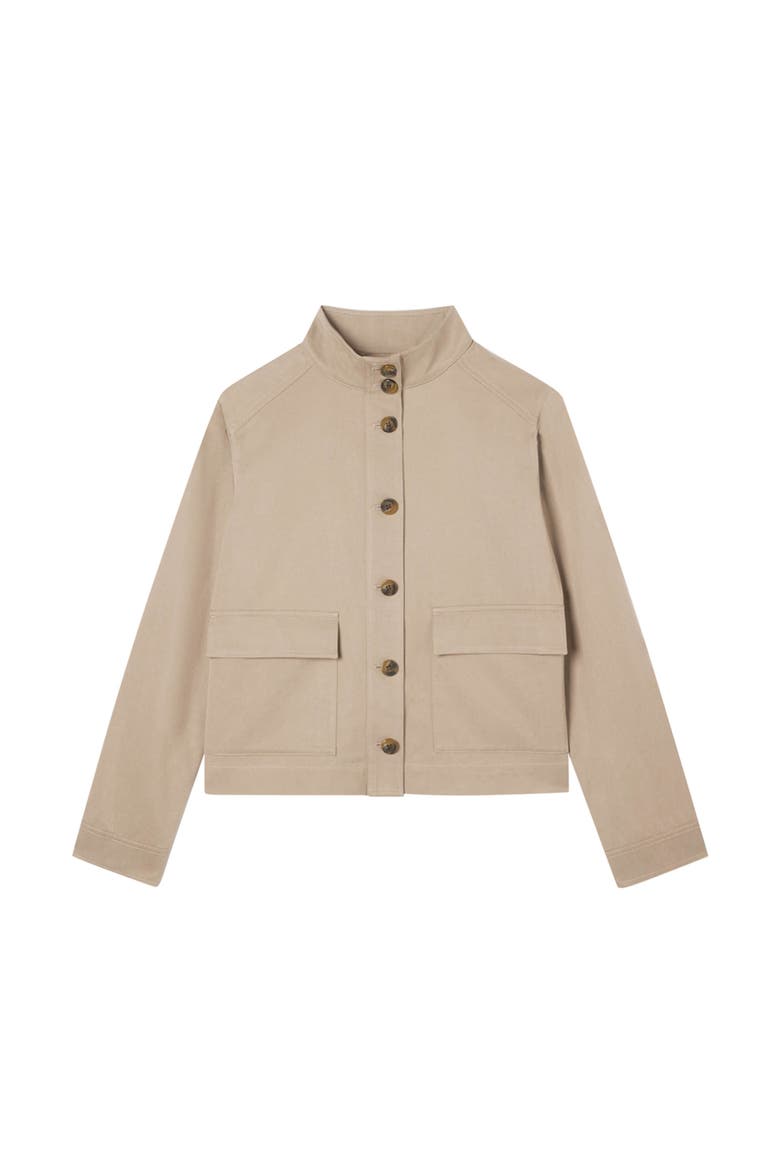 Funnel Neck Cotton Jacket, Alternate, color, Taupe