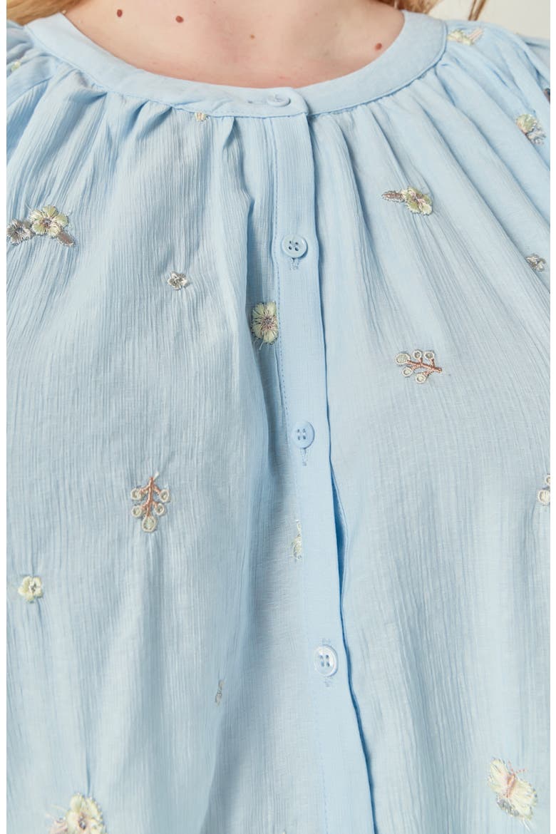 Embroidered Button Front Blouse, Alternate, color, POWDER BLUE