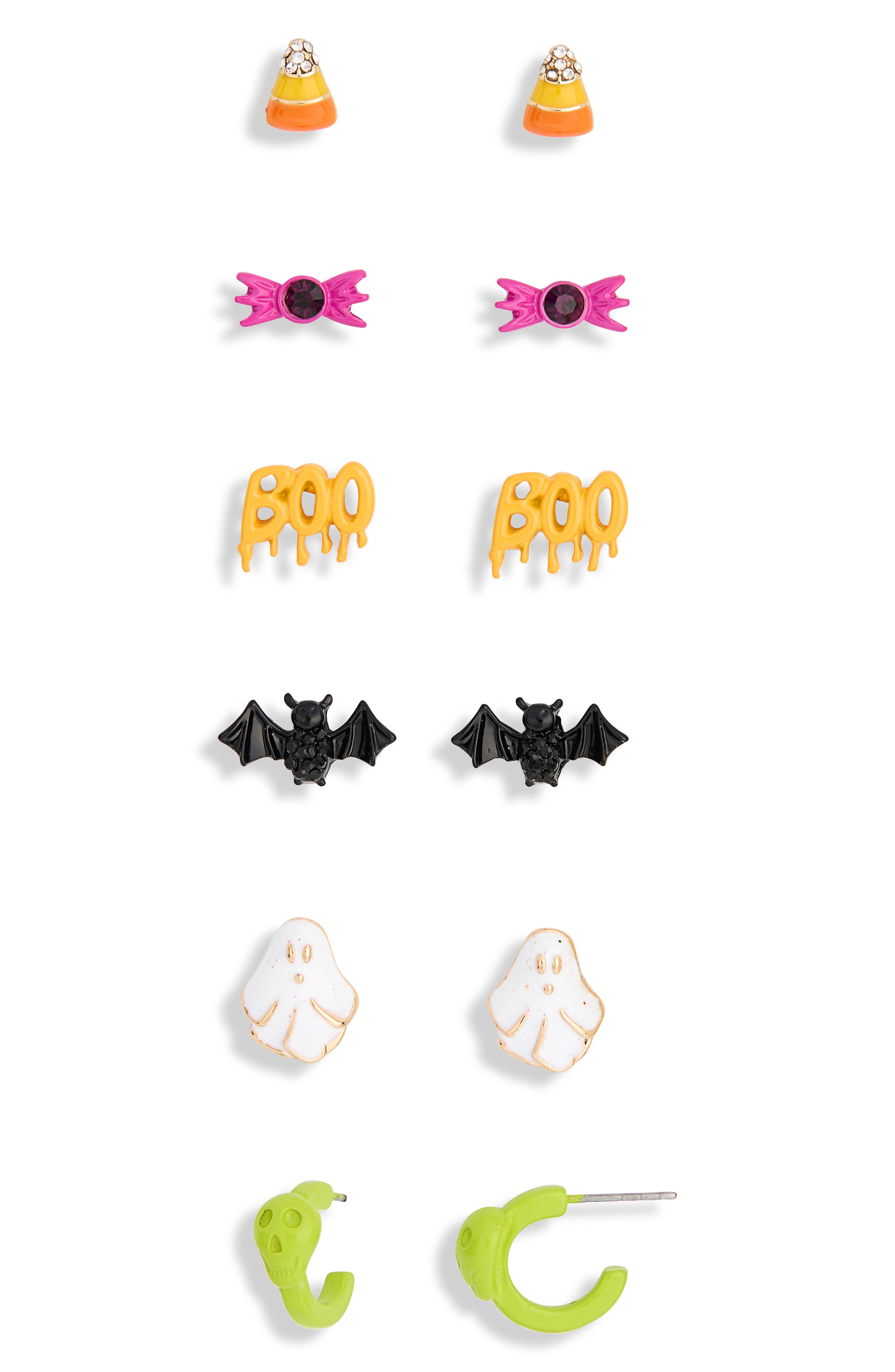 Halloween Set of 6 Stud & Hoop Earrings