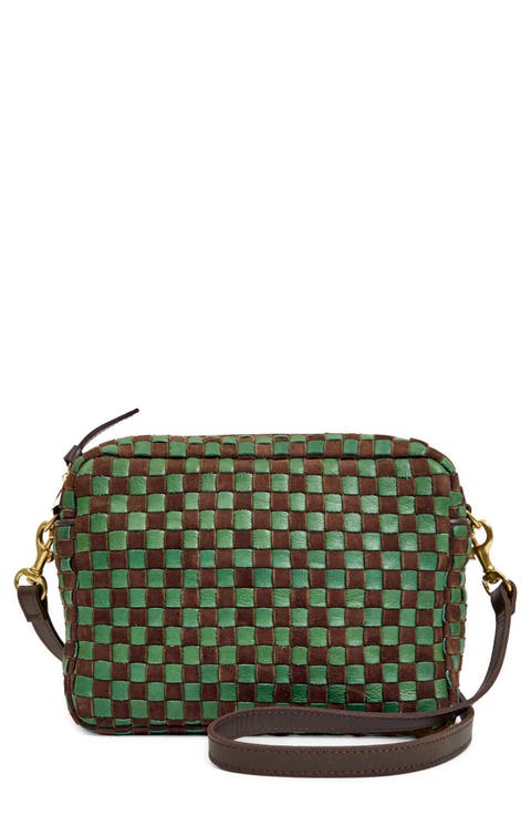 Midi Sac Woven Leather Crossbody Bag