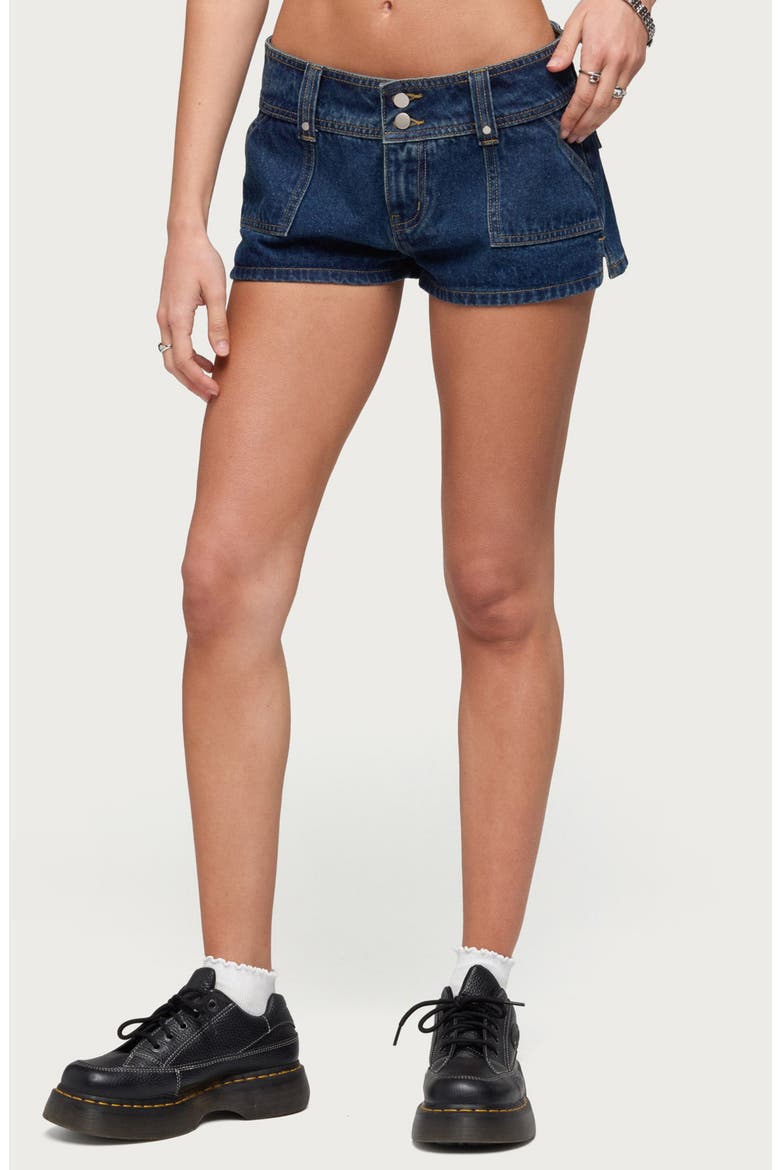 Keinan Low Rise Denim Shorts, Main, color, DARK-BLUE-WASHED