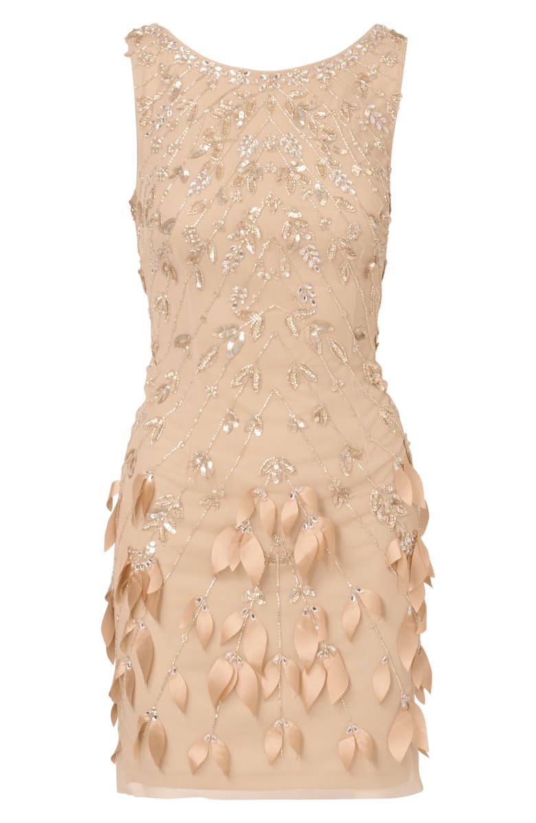 Adrianna Papell Beaded 3D Petal Sleeveless Cocktail Dress, Alternate, color, 