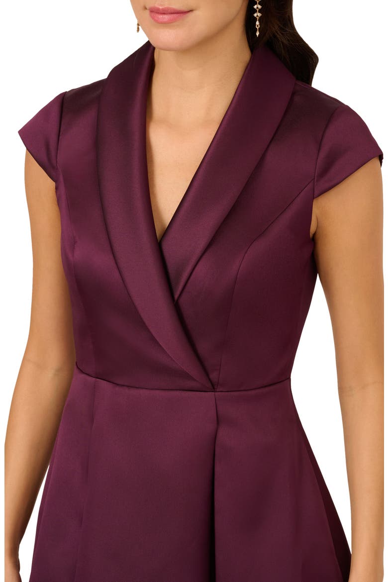 Box Pleat High-Low Mikado Dress, Alternate, color, PINOT NOIR
