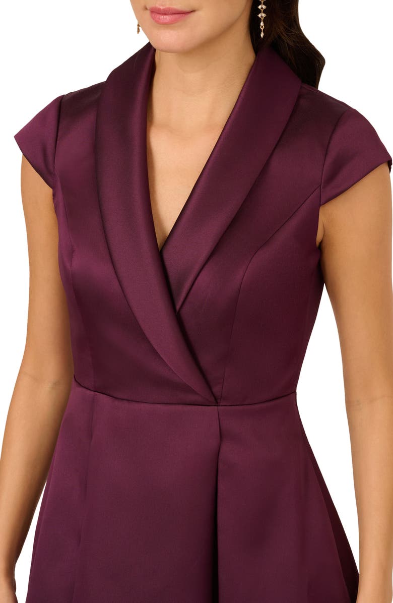 Adrianna Papell Box Pleat High-Low Mikado Dress, Alternate, color, Pinot Noir