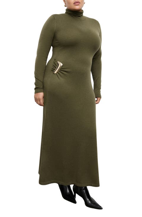 Turtleneck Long Sleeve Knit Dress (Regular & Plus)
