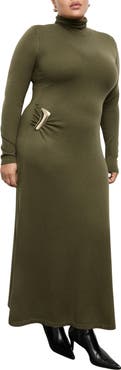 MANGO Turtleneck Long Sleeve Knit Dress