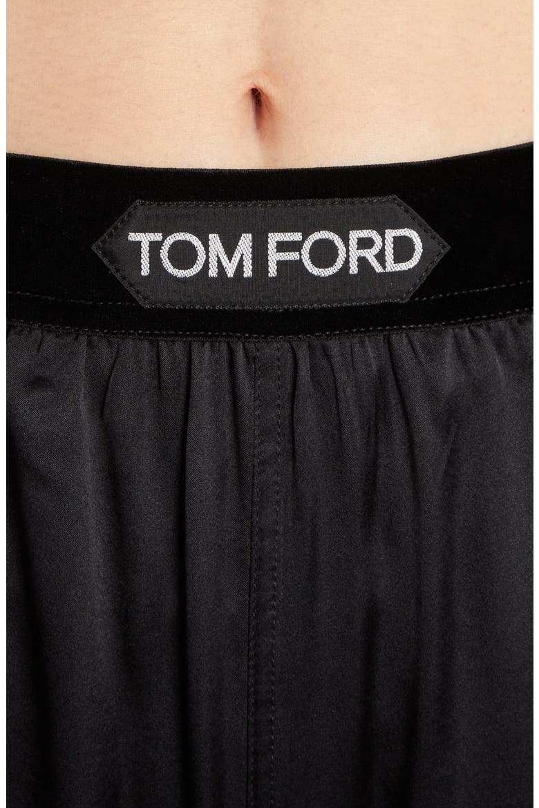 Stretch Silk Satin Pajama Pants, Alternate, color, BLACK