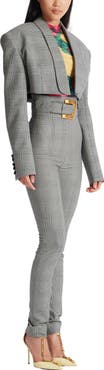 Balmain Cropped jacket in Prince of Wales jacquard