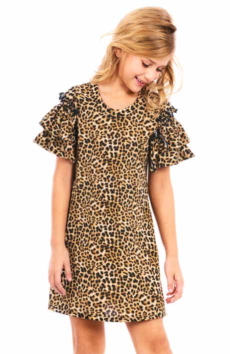 Truly Me Kids' Floral Ruffle Sleeve Dress