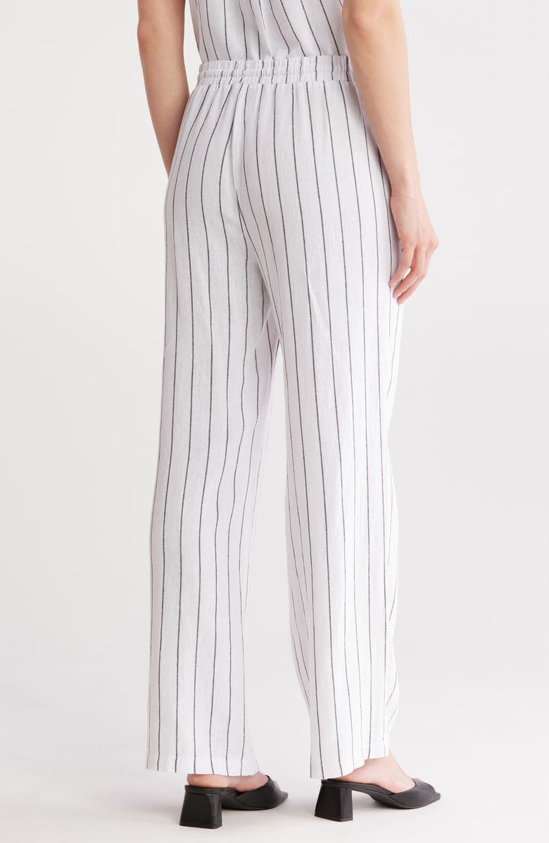 Ellen Tracy Wide-Leg Pants, Alternate, color, White/ Black Pinstripe