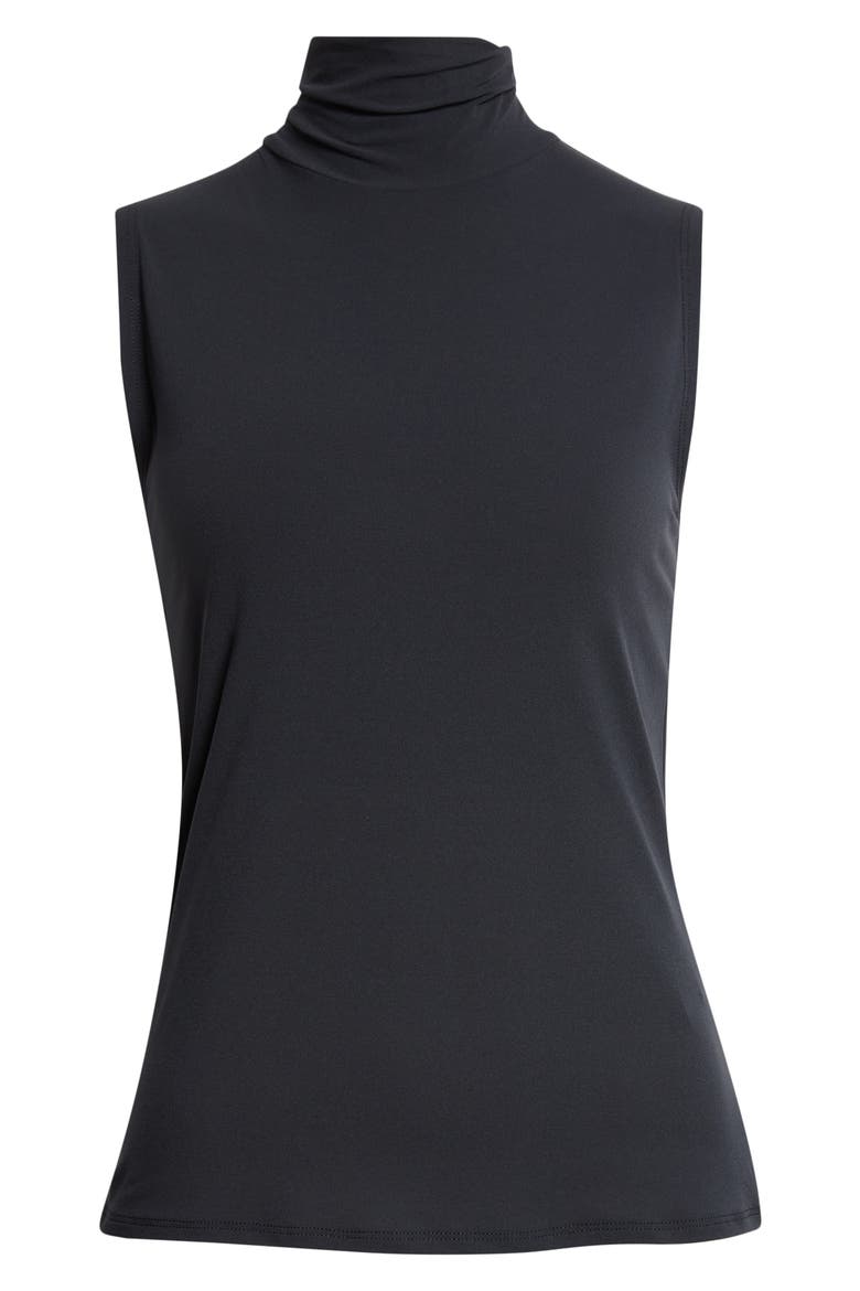 Sleeveless Jersey Turtleneck Shell, Main, color, BLACK