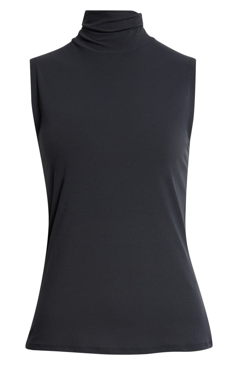 ST. JOHN Sleeveless Jersey Turtleneck Shell, Main, color, Black