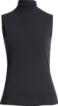 ST. JOHN Sleeveless Jersey Turtleneck Shell