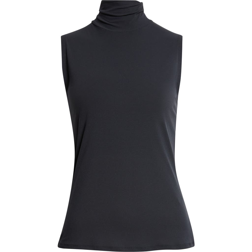 ST. JOHN Sleeveless Jersey Turtleneck Shell in Black at Nordstrom, Size Small