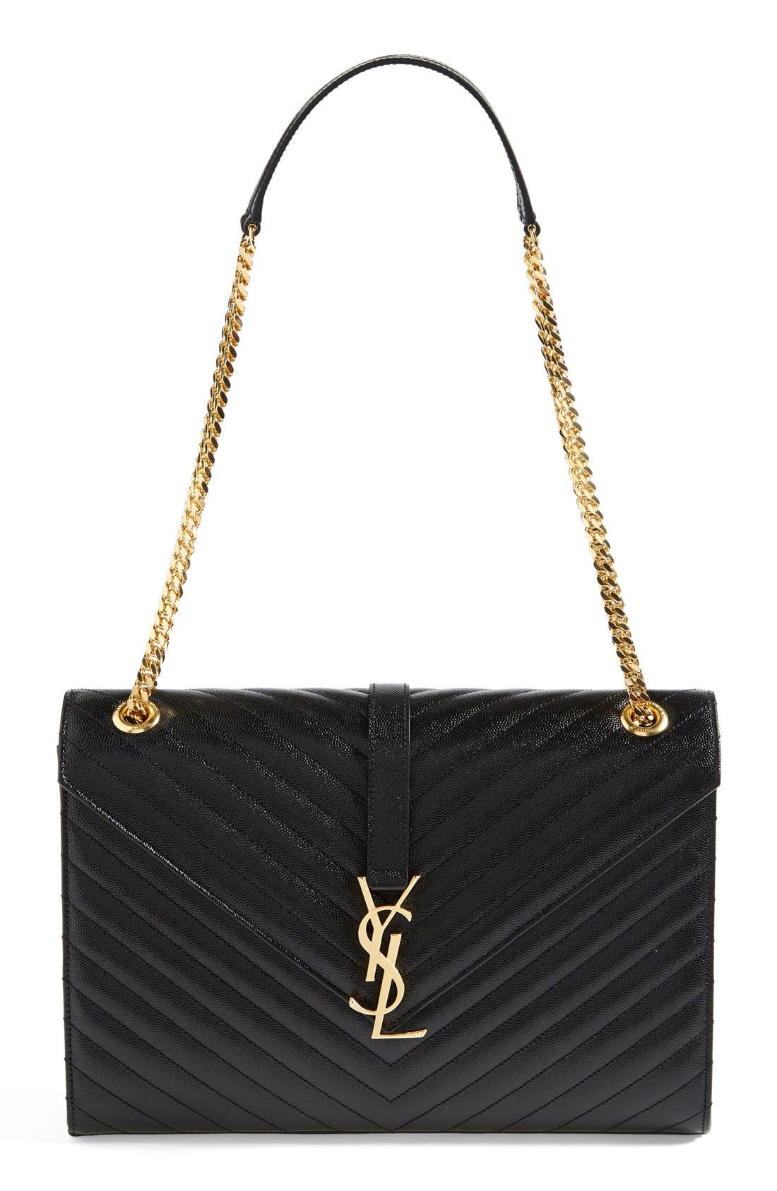 Saint Laurent 'Monogram' Leather Shoulder Bag, Main, color, 