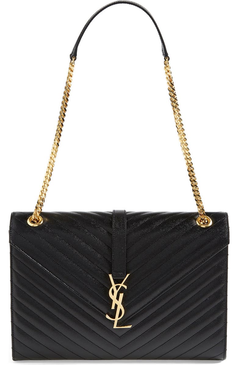 Saint Laurent 'Monogram' Leather Shoulder Bag, Main, color,