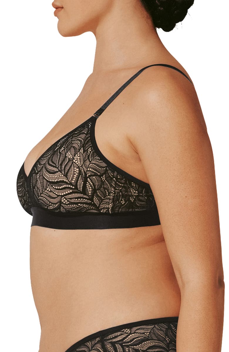 ThirdLove Feather Lace Triangle Bralette, Alternate, color, Black