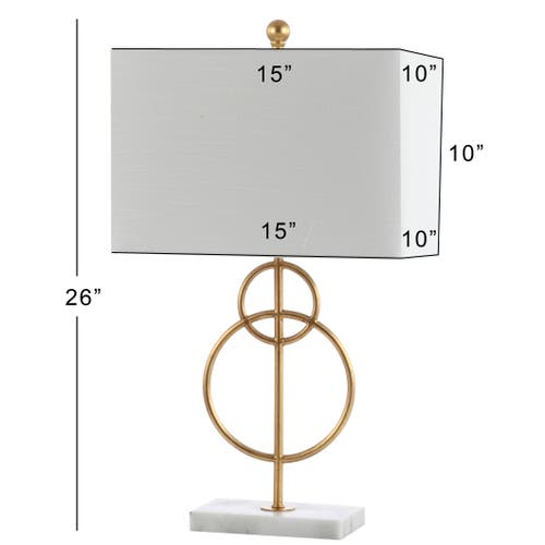 Jonathan Y Haines 26" Modern Circle Marble/metal Led Table Lamp, Gold In Gold Leaf/white