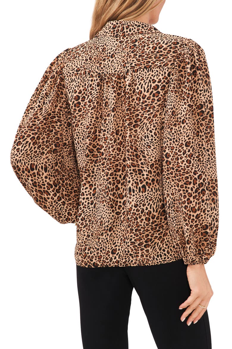 Leopard Print Button-Up Blouse, Alternate, color, LEOPARD BROWN