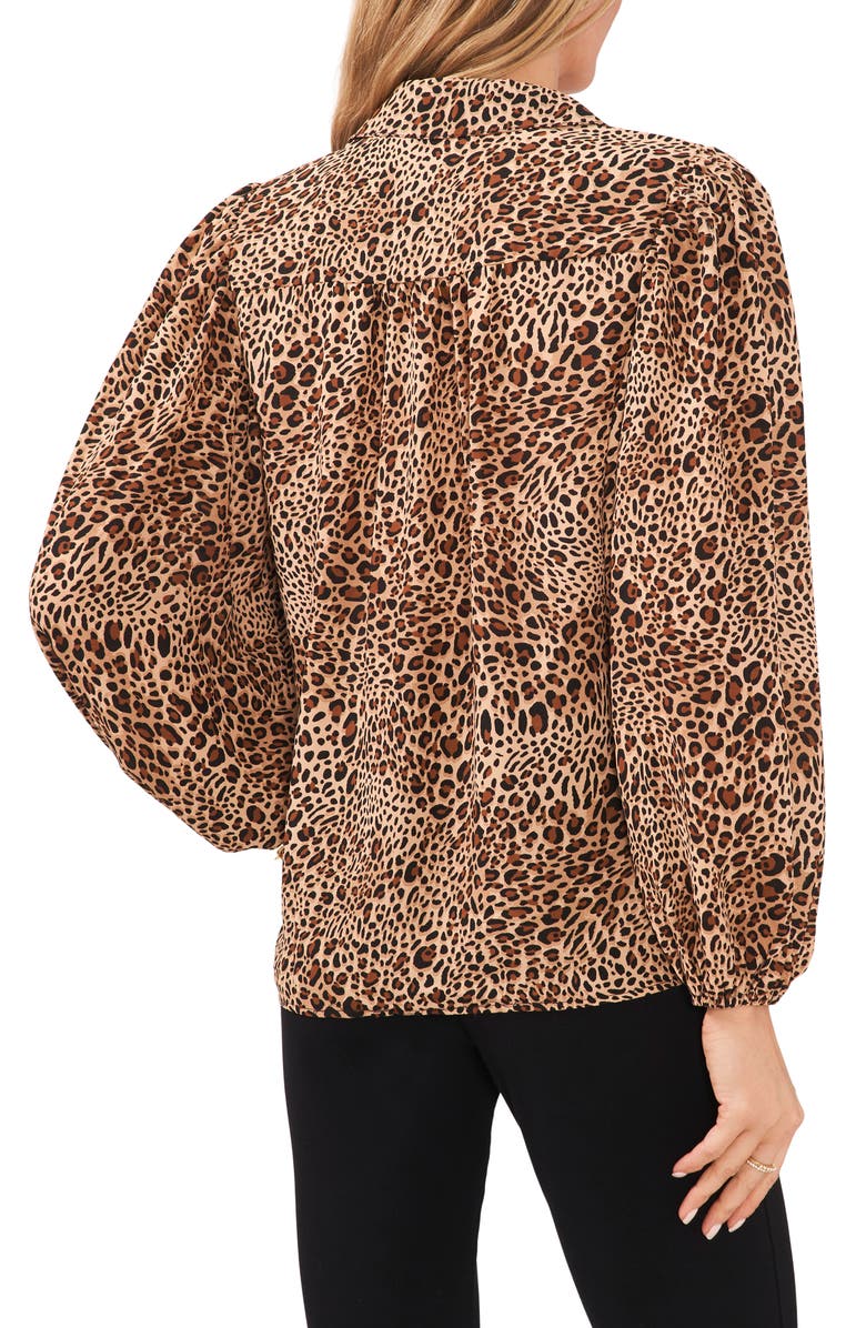 Chaus Leopard Print Button-Up Blouse, Alternate, color,