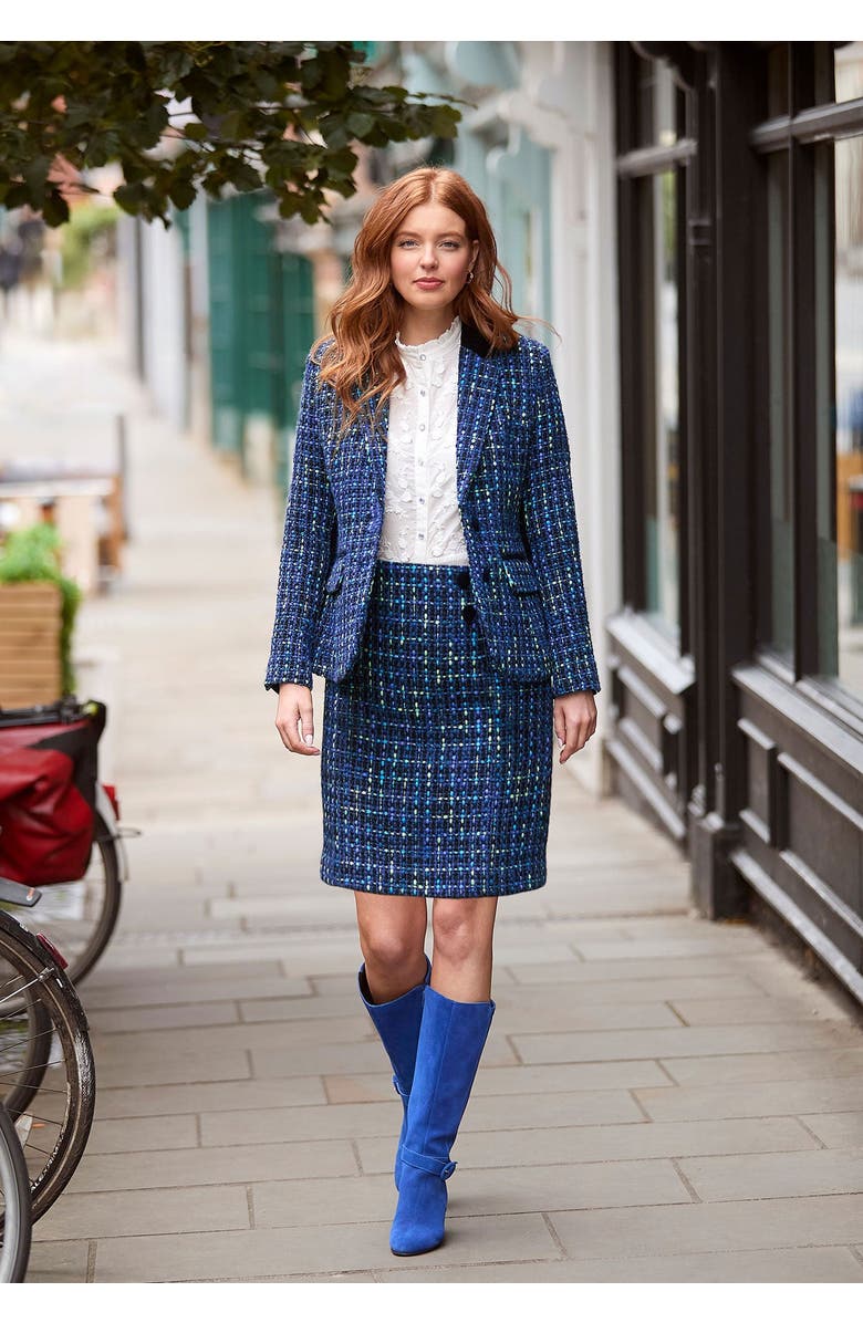 Joe Browns Tweed Pencil Skirt, Alternate, color, Navy Tweed