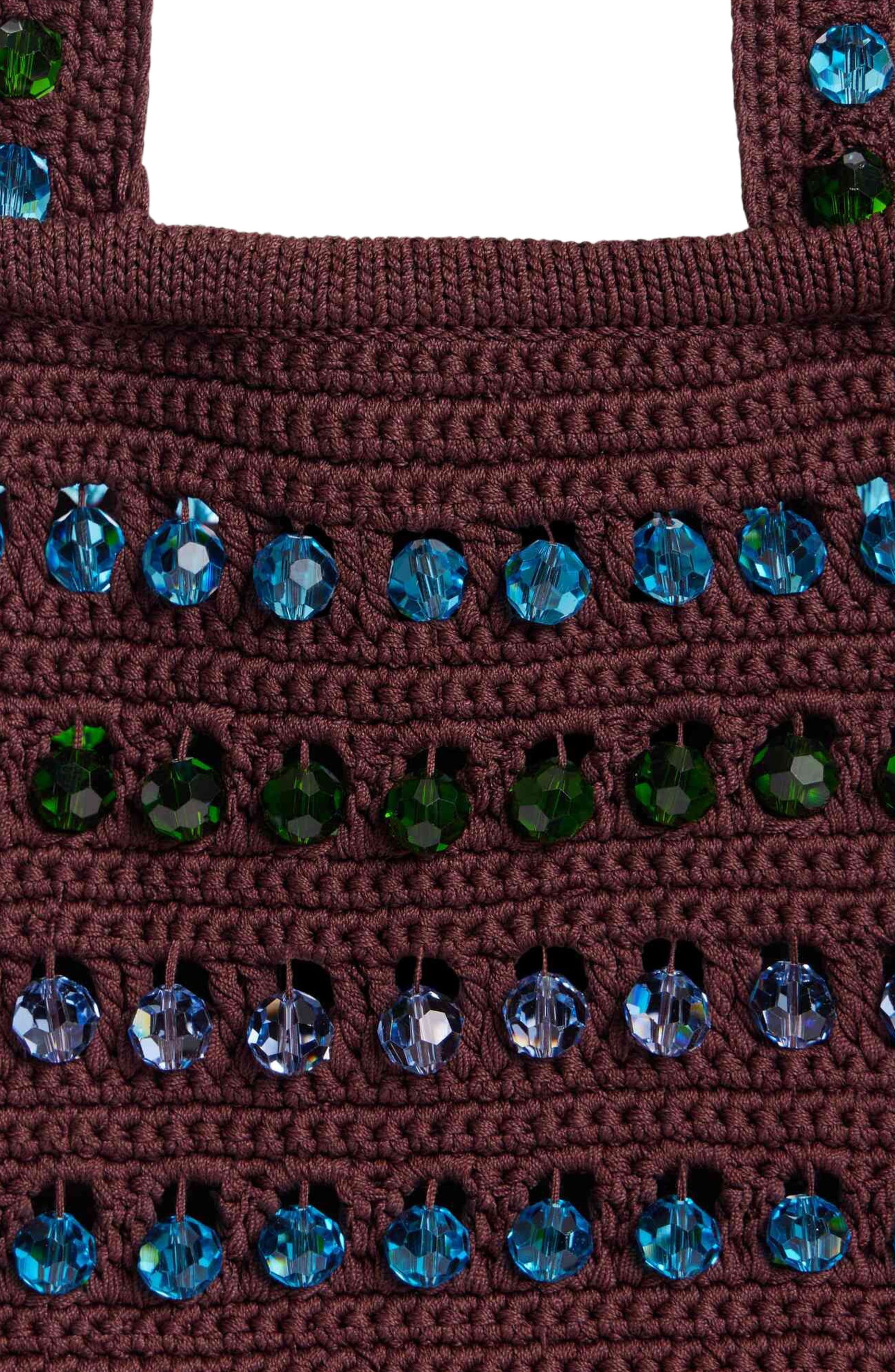 SANDRO Beaded crochet bag, Alternate, color, Brown