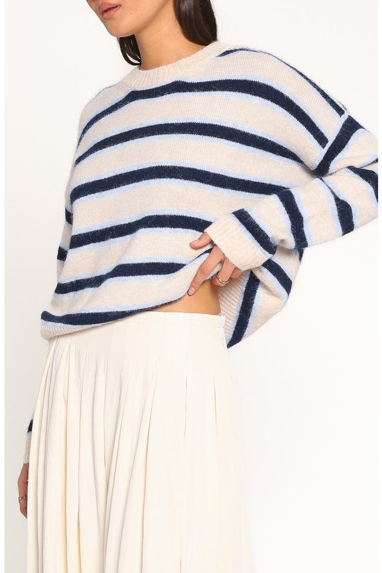 Renae Striped Crewneck Sweater, Alternate, color, WHITE BLUE STRIPE