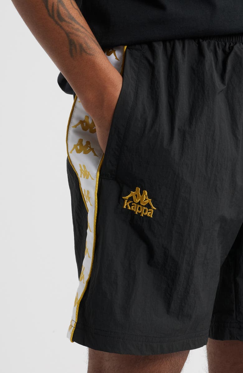 KAPPA 222 Banda Nardo Nylon Drawstring Shorts, Alternate, color, Black-Yellow Gold Rich-White