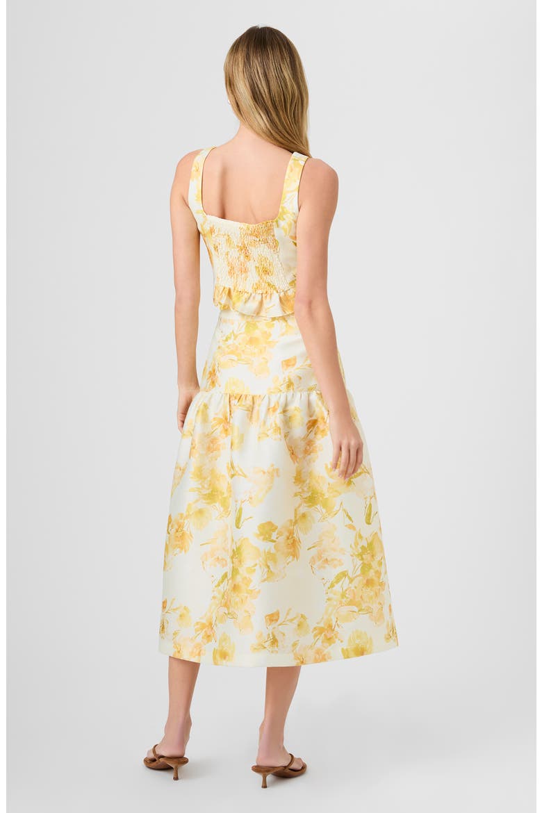 Sophie Floral Structured Taffeta Midi Skirt, Alternate, color, DAISY YELLOW SOPHIE FLOWER