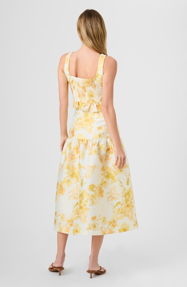 French Connection Sophie Floral Structured Taffeta Midi Skirt, Alternate, color, 