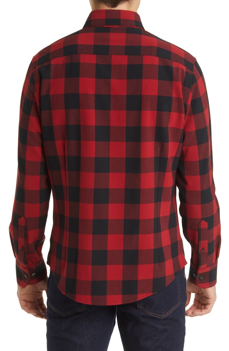 Mizzen+Main Men's City Trim Fit Buffalo Check Stretch Flannel Button-Down Shirt, Alternate, color, 