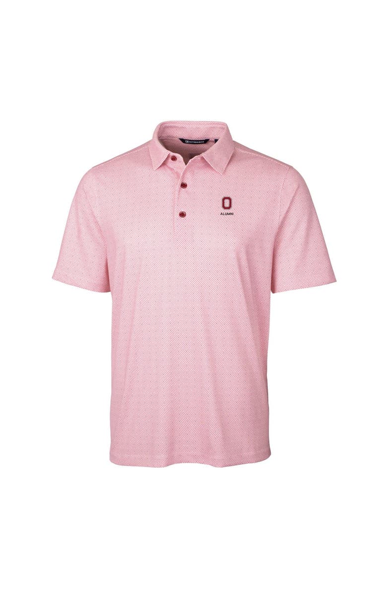 Cutter & Buck Men's Cutter & Buck  Scarlet Ohio State Buckeyes Alumni Logo Double Dot Print Stretch Polo, Alternate, color, 