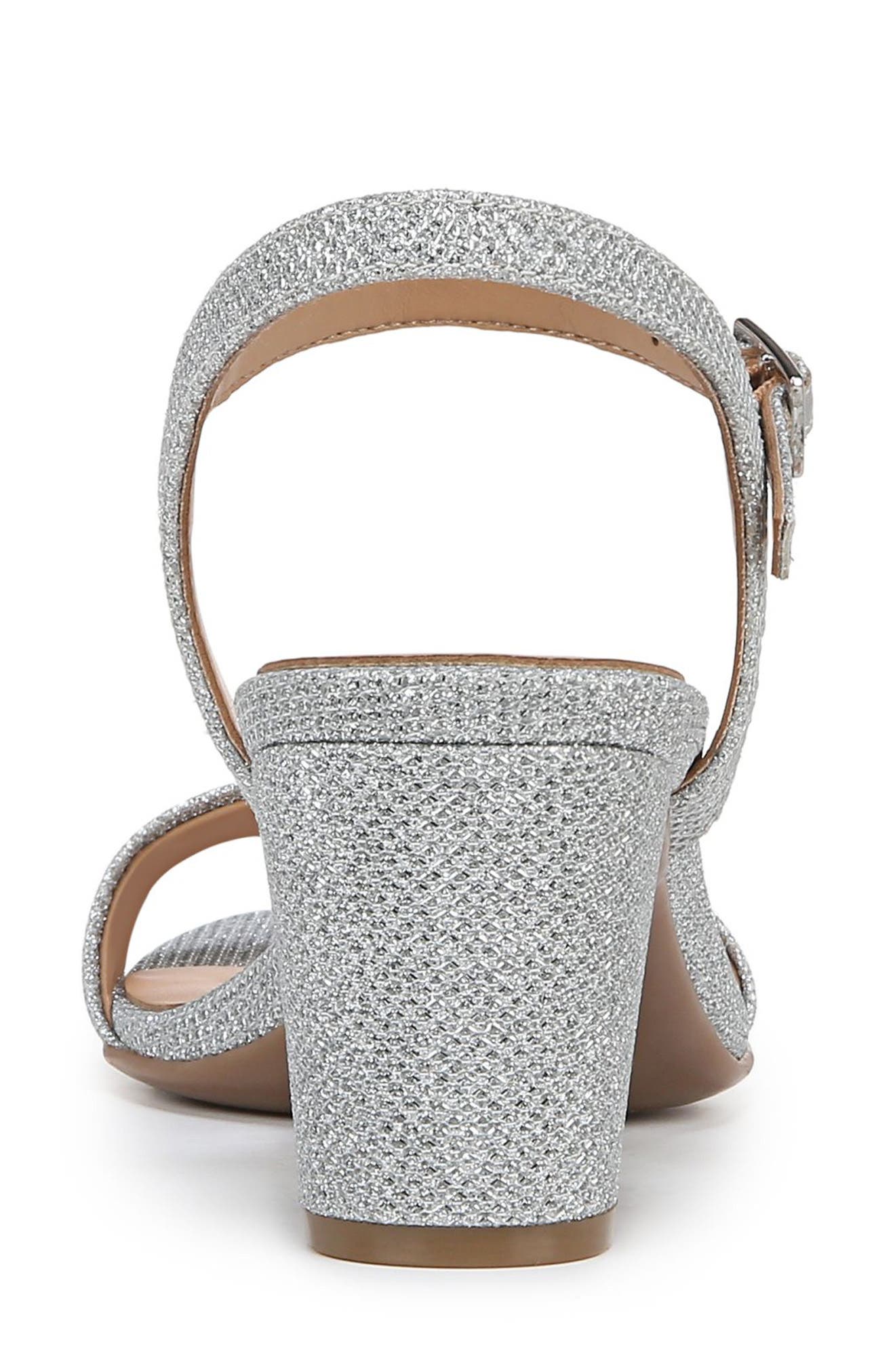 Naturalizer Bristol Block Heel Ankle Strap Sandal, Alternate, color, Silver