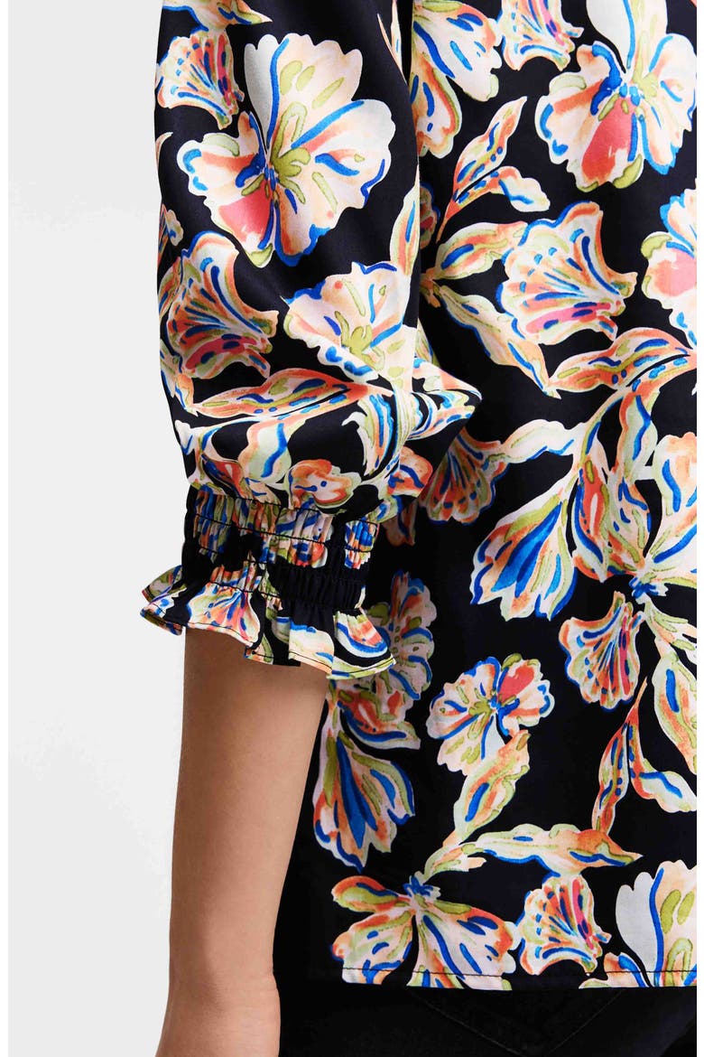 Alicia Floral Cotton Popover Top, Alternate, color, BLACK MULTI