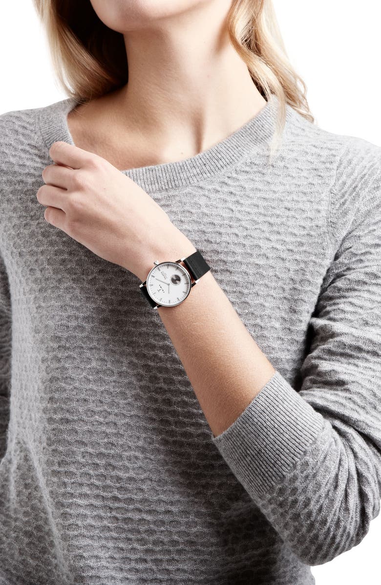 TRIWA Falken Organic Leather Strap Watch, 38mm, Alternate, color,